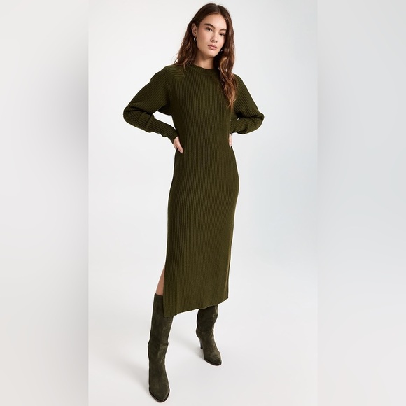 Anine Bing Aurora Sweater Dress Army Green - US M - Picture 1 of 9